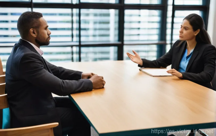 범죄 피해자 가해자 조정 - **Prompt: The Core of Restorative Dialogue**
    "A diverse group of adults, consisting of a victim,...