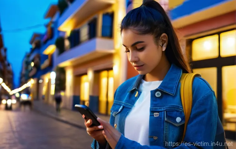 범죄 피해자 보호를 위한 기술적 대응 - **Mobile Security App in an Urban Setting:**
A confident young Latina woman in her late 20s walk...