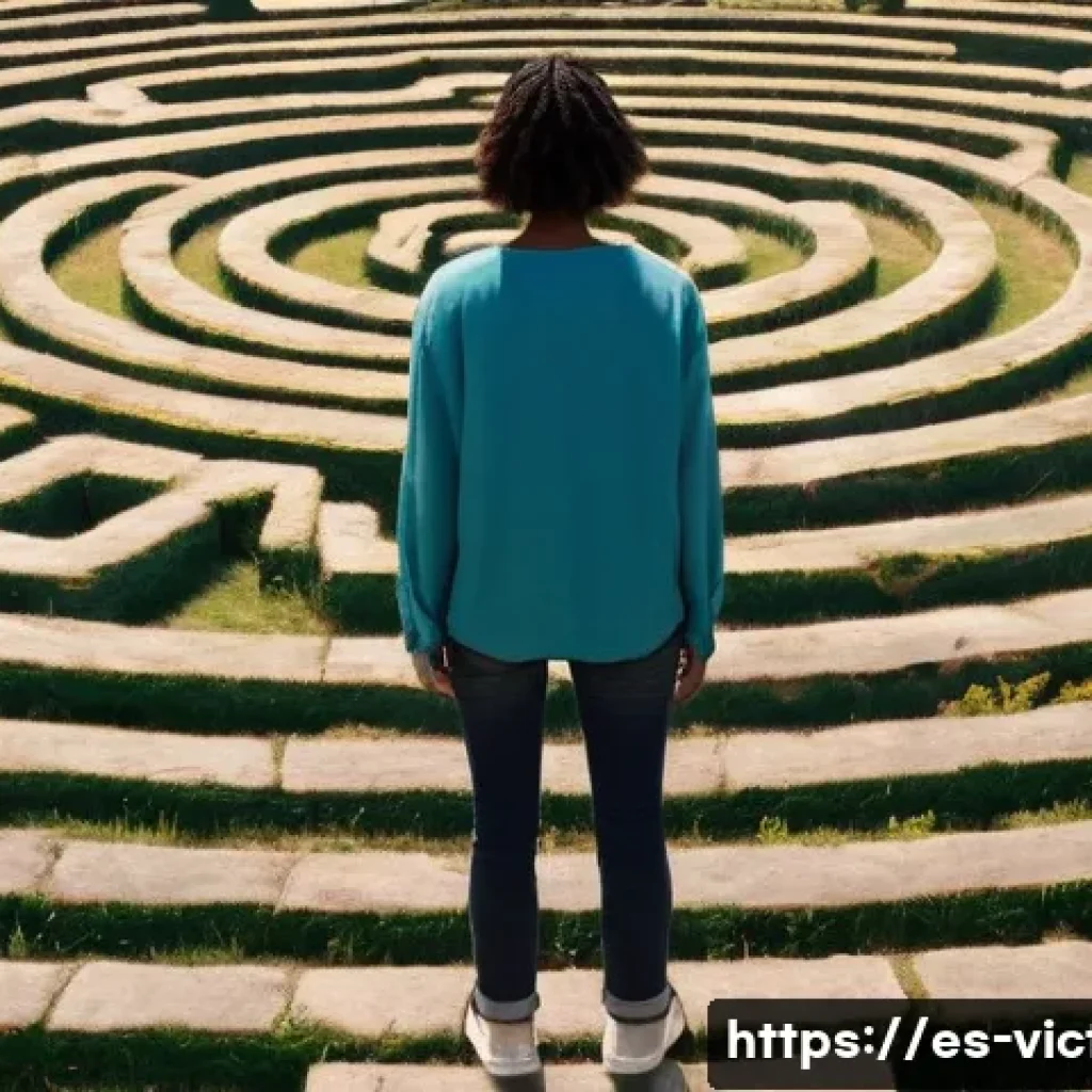 범죄 피해자 보복 피해 예방 - **Overcoming the Labyrinth of Fear**
    A young adult, gender-neutral and ethnically diverse, dress...