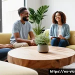 범죄 피해자 회복을 위한 심리 치료법 - A warm and inviting therapy group session in a cozy, sunlit room with diverse adults sitting in a ci...