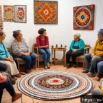 범죄 피해자 지원단체 활동 사례 - A warm, inviting community support group meeting in a modern Spanish-speaking urban center, with div...